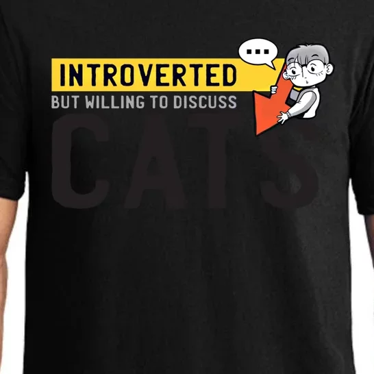 Introverted But Willing To Discuss Cats Funny Shy Anime Funny Gift Pajama Set