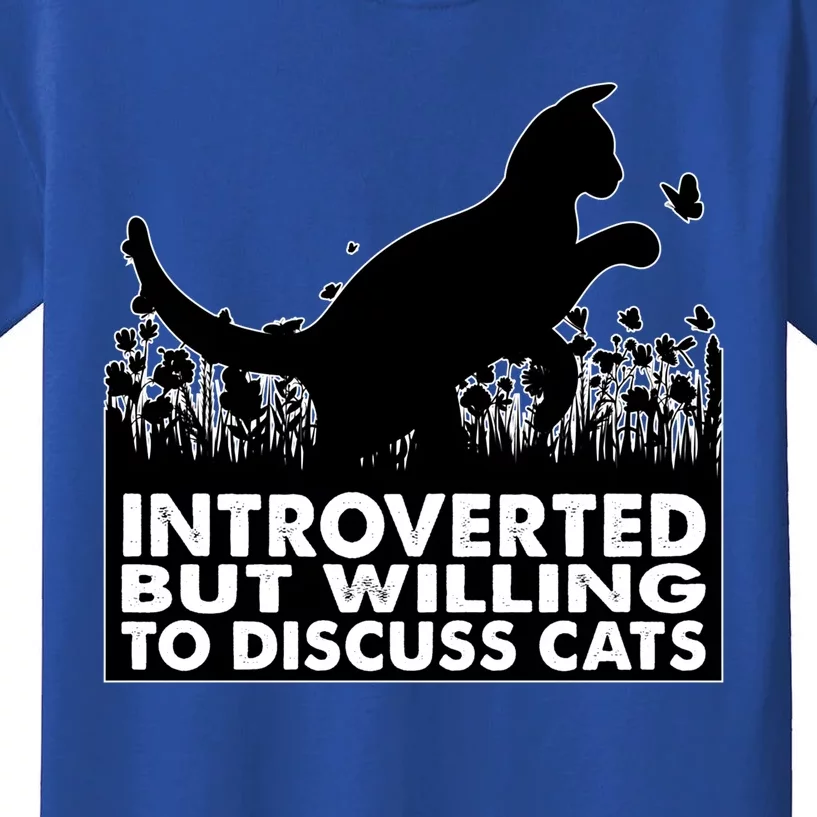 Introverted But Willing To Discuss Cats Introvert Cat Lover Gift Kids T-Shirt