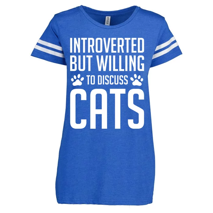 Introverted But Willing To Discuss Cats Introverts Cats Gift Enza Ladies Jersey Football T-Shirt