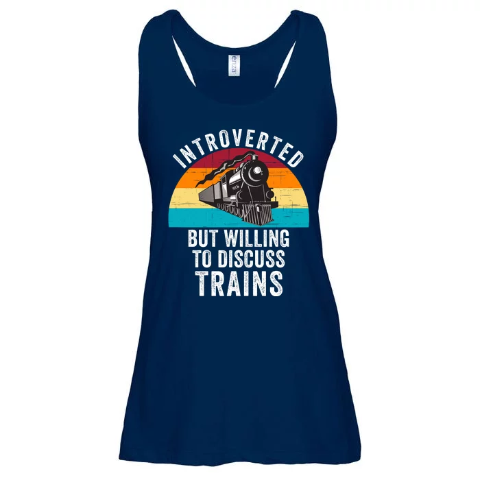 Introverted But Willing To Discuss Trains Train Lover Funny Railroad Ladies Essential Flowy Tank