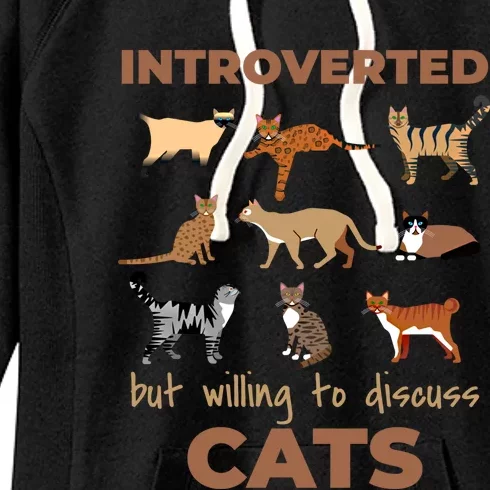 Introverted But Willing To Discuss Cats Lover Introvert Gift Women's Fleece Hoodie