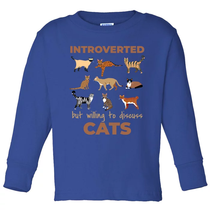 Introverted But Willing To Discuss Cats Lover Introvert Gift Toddler Long Sleeve Shirt