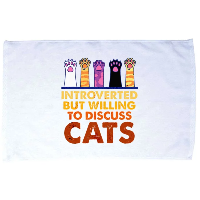 Introverted But Willing To Discuss Cats Funny Cat Lover Microfiber Hand Towel