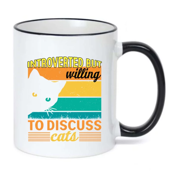 Introverted But Willing To Discuss Cats Gift Black Color Changing Mug