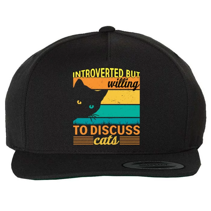 Introverted But Willing To Discuss Cats Gift Wool Snapback Cap