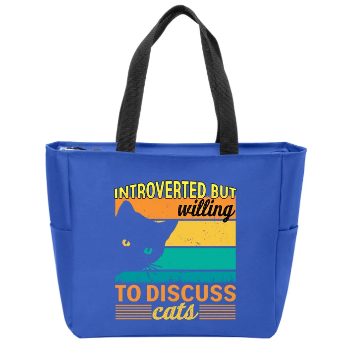 Introverted But Willing To Discuss Cats Gift Zip Tote Bag