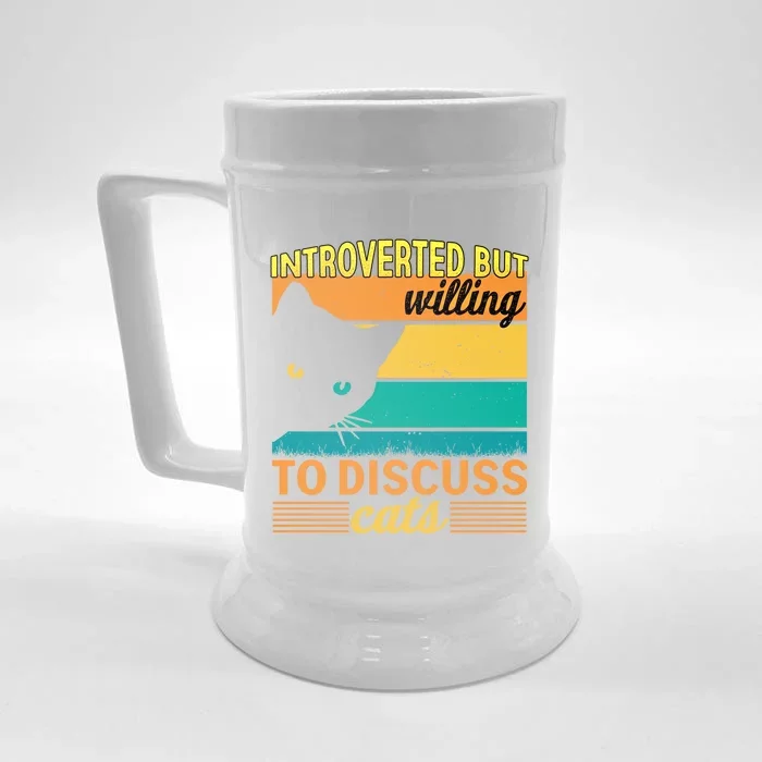 Introverted But Willing To Discuss Cats Gift Front & Back Beer Stein