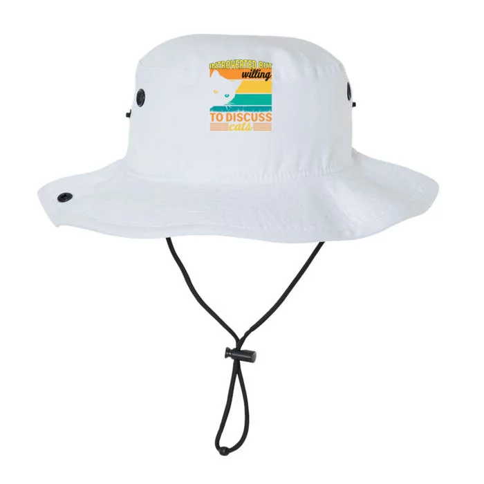 Introverted But Willing To Discuss Cats Gift Legacy Cool Fit Booney Bucket Hat