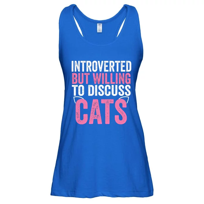 Introverted But Willing To Discuss Cats Cute Gift Ladies Essential Flowy Tank