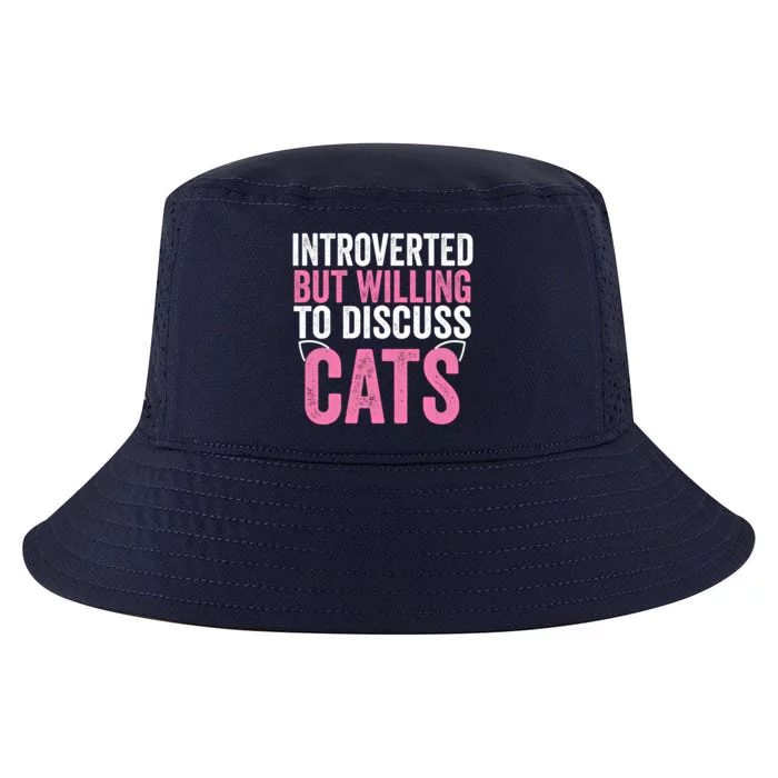 Introverted But Willing To Discuss Cats Cute Gift Cool Comfort Performance Bucket Hat