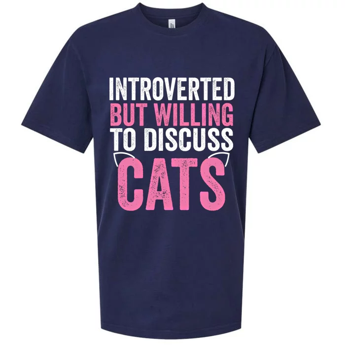 Introverted But Willing To Discuss Cats Cute Gift Sueded Cloud Jersey T-Shirt