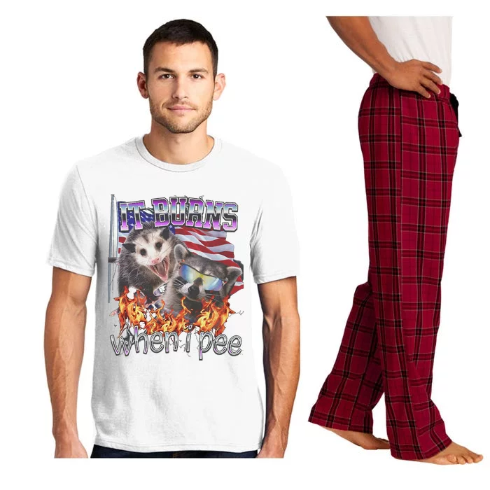 It Burns When I Pee Possum Raccoon Funny Pajama Set