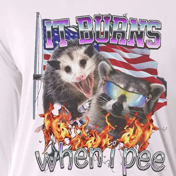 It Burns When I Pee Possum Raccoon Funny Cooling Performance Long Sleeve Crew