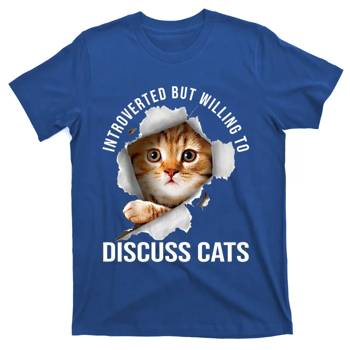 Introverted But Willing To Discuss Cats Vintage Introvert Gift T-Shirt