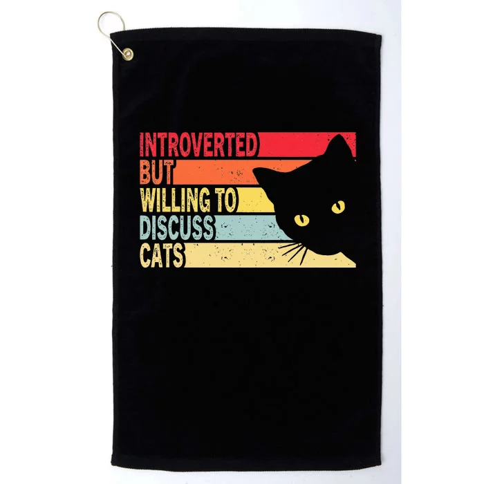 Introverted But Willing To Discuss Cats Vintage Cat Lover Platinum Collection Golf Towel