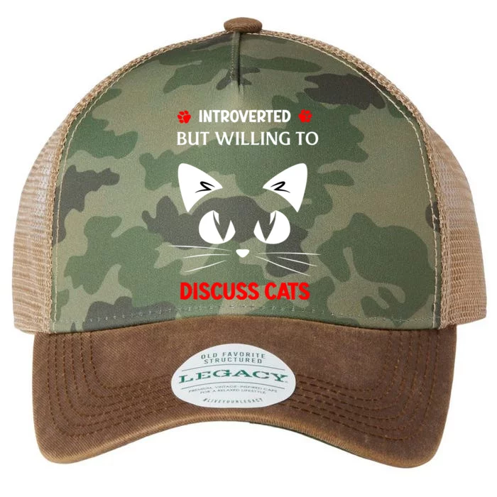 Introverted But Willing To Discuss Kawaii Face Cat Great Gift Legacy Tie Dye Trucker Hat