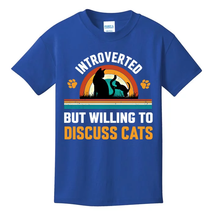 Introverted But Willing To Discuss Mommy Cat Gift Kids T-Shirt