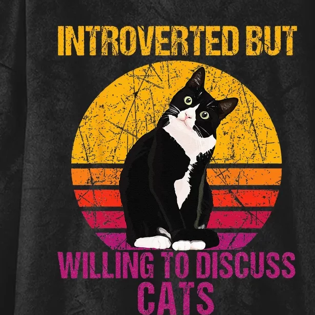 Introverted But Willing To Discuss Cats Hooded Wearable Blanket