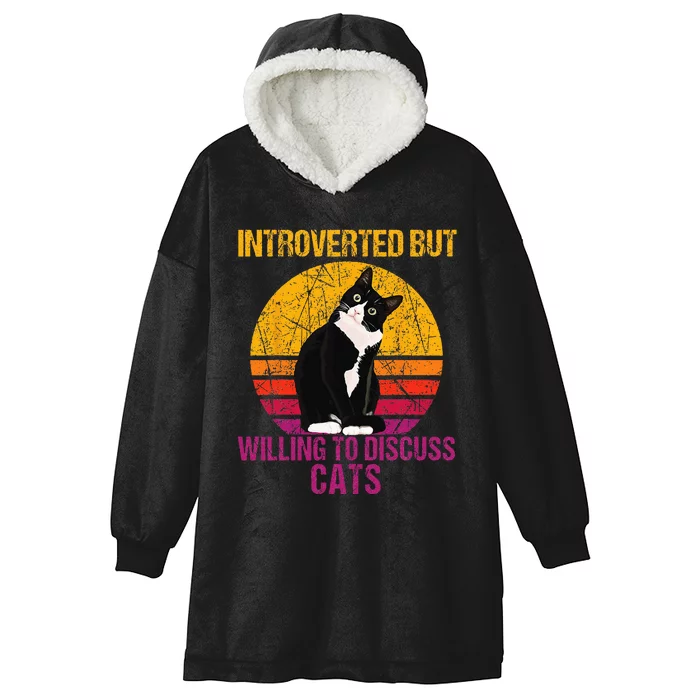 Introverted But Willing To Discuss Cats Hooded Wearable Blanket