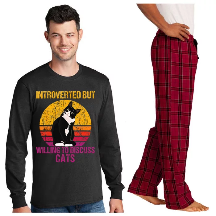 Introverted But Willing To Discuss Cats Long Sleeve Pajama Set