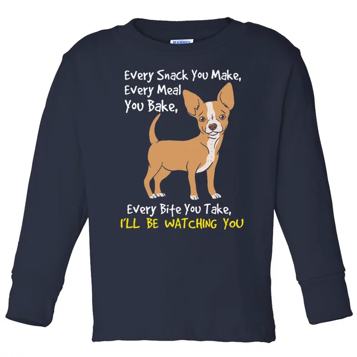 Ill Be Watching You Funny Chihuahua Dog Lover Gift Toddler Long Sleeve Shirt