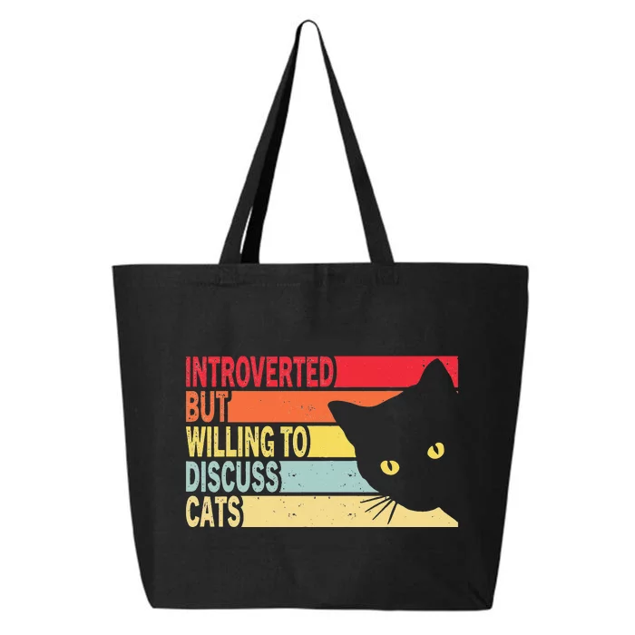 Introverted But Willing To Discuss Cats Vintage Cat Lover 25L Jumbo Tote