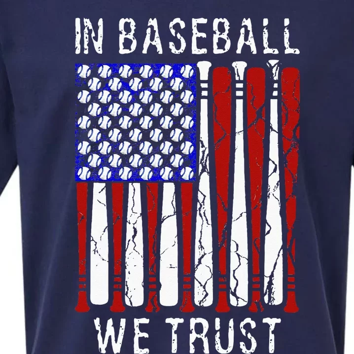 In Baseball We Trust Patriotic Baseball 4th Of July Sueded Cloud Jersey T-Shirt