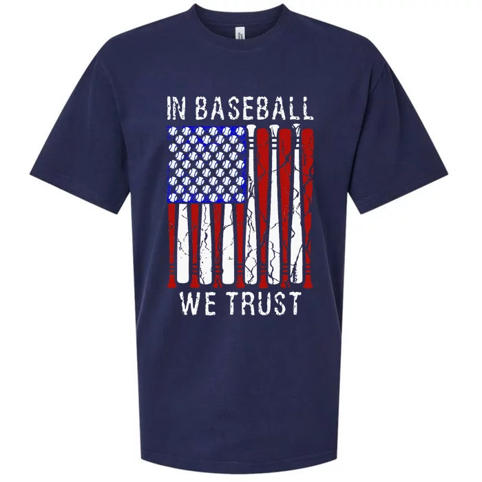 In Baseball We Trust Patriotic Baseball 4th Of July Sueded Cloud Jersey T-Shirt