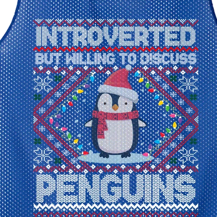 Introverted But Willing To Discuss Penguins Ugly Christmas Gift Mesh Reversible Basketball Jersey Tank