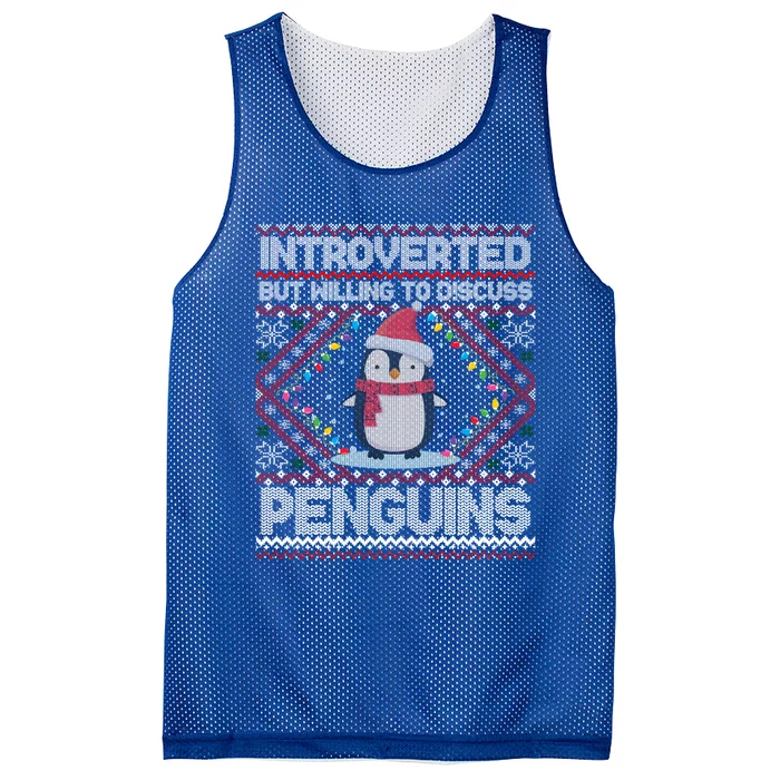 Introverted But Willing To Discuss Penguins Ugly Christmas Gift Mesh Reversible Basketball Jersey Tank