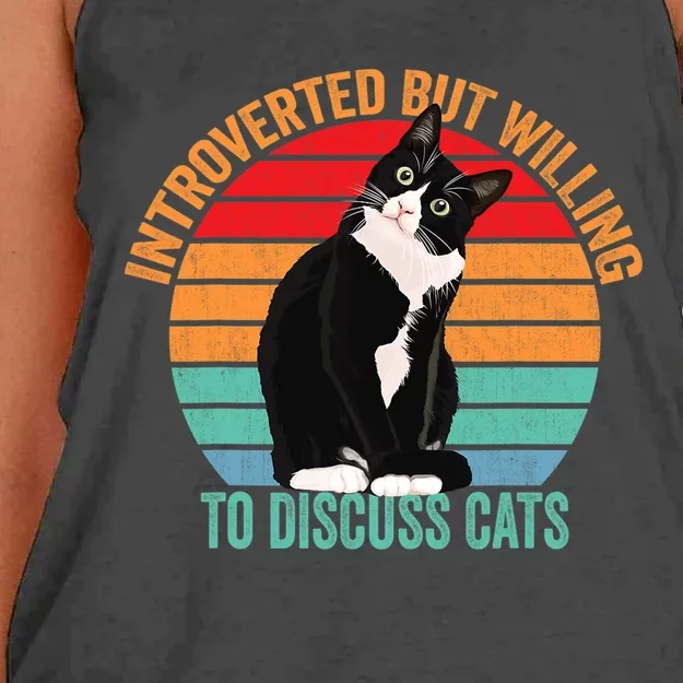 Introverted But Willing To Discuss Cats Introverted Cat Women's Knotted Racerback Tank