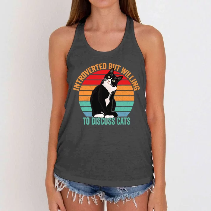 Introverted But Willing To Discuss Cats Introverted Cat Women's Knotted Racerback Tank