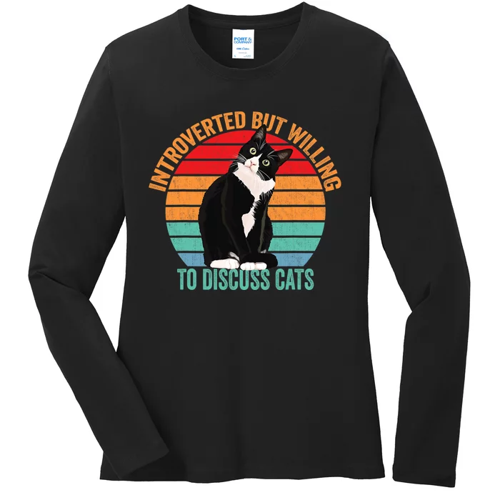 Introverted But Willing To Discuss Cats Introverted Cat Ladies Long Sleeve Shirt