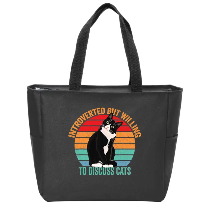 Introverted But Willing To Discuss Cats Introverted Cat Zip Tote Bag