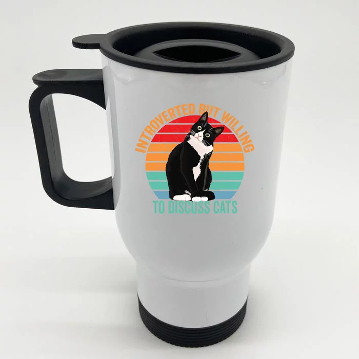 Introverted But Willing To Discuss Cats Introverted Cat Front & Back Stainless Steel Travel Mug