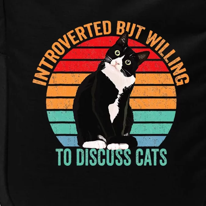 Introverted But Willing To Discuss Cats Lovers Black Cat Impact Tech Backpack