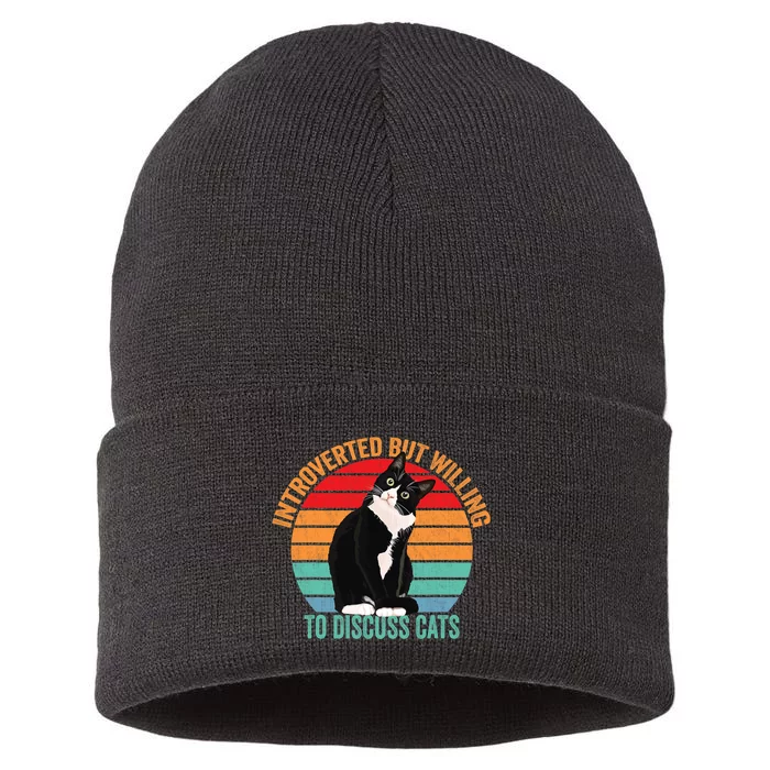 Introverted But Willing To Discuss Cats Introverted Cat Sustainable Knit Beanie