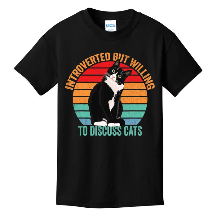 Introverted But Willing To Discuss Cats Introverted Cat Kids T-Shirt