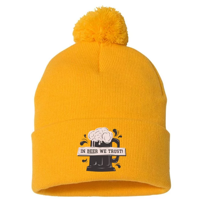 In Beer We Trust Pom Pom 12in Knit Beanie