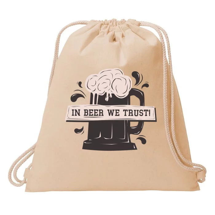 In Beer We Trust Drawstring Bag