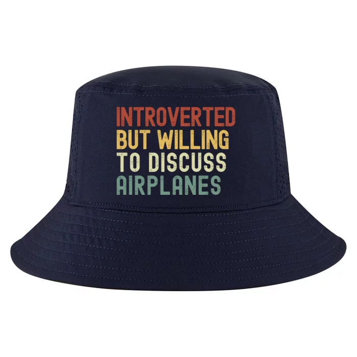 Introverted But Willing To Discuss Airplanes Funny Aviation Airplane Lover Cool Comfort Performance Bucket Hat