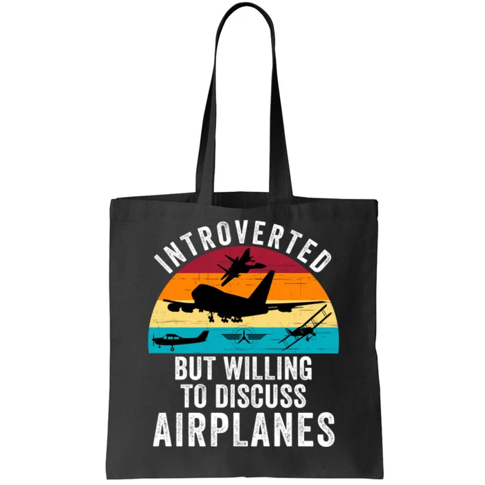 Introverted But Willing To Discuss Airplanes Funny Aviation Funny Pilot Tote Bag