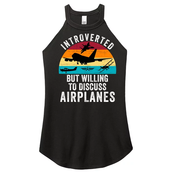 Introverted But Willing To Discuss Airplanes Funny Aviation Funny Pilot Women’s Perfect Tri Rocker Tank