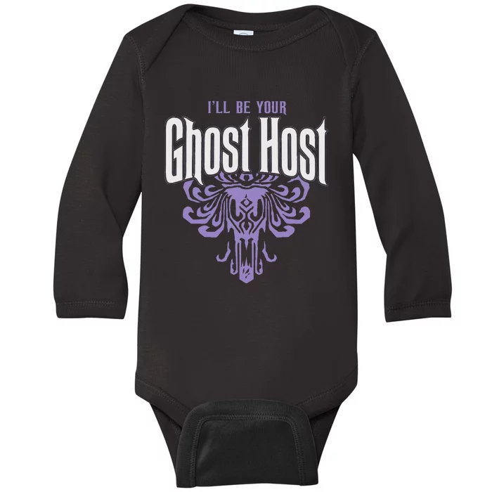 Ill Be Your Ghost Host Haunted Halloween Party Baby Long Sleeve Bodysuit