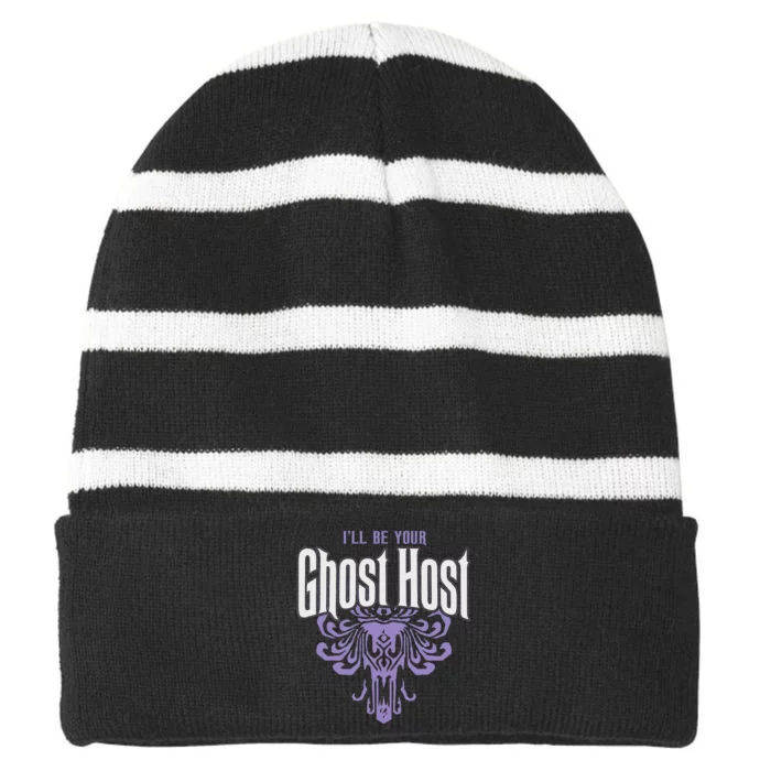 Ill Be Your Ghost Host Haunted Halloween Party Striped Beanie with Solid Band