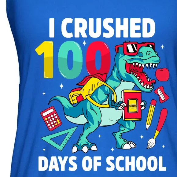 I Crushed 100 Days Of School Cool Dinosaur T Rex Funny Meaningful Gift Ladies Essential Flowy Tank