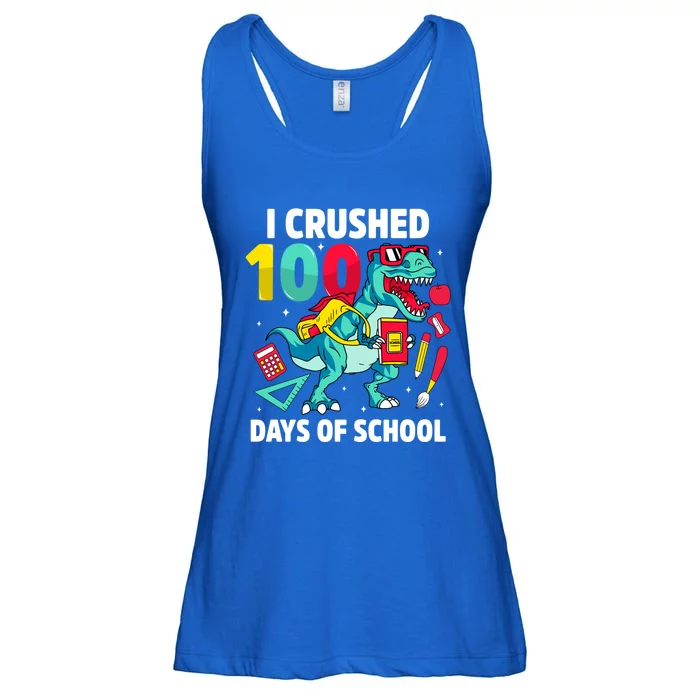 I Crushed 100 Days Of School Cool Dinosaur T Rex Funny Meaningful Gift Ladies Essential Flowy Tank