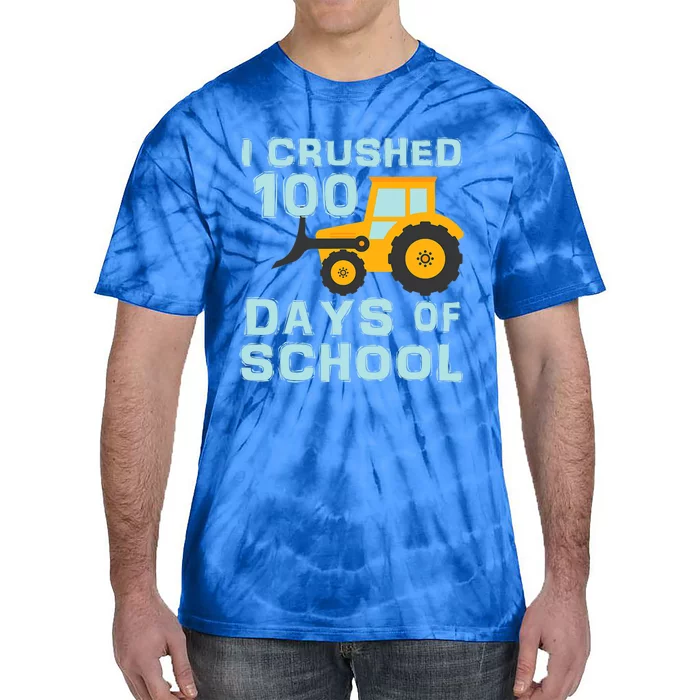 I Crushed 100 Days Of School Tractor Truck Lover Gift Tie-Dye T-Shirt