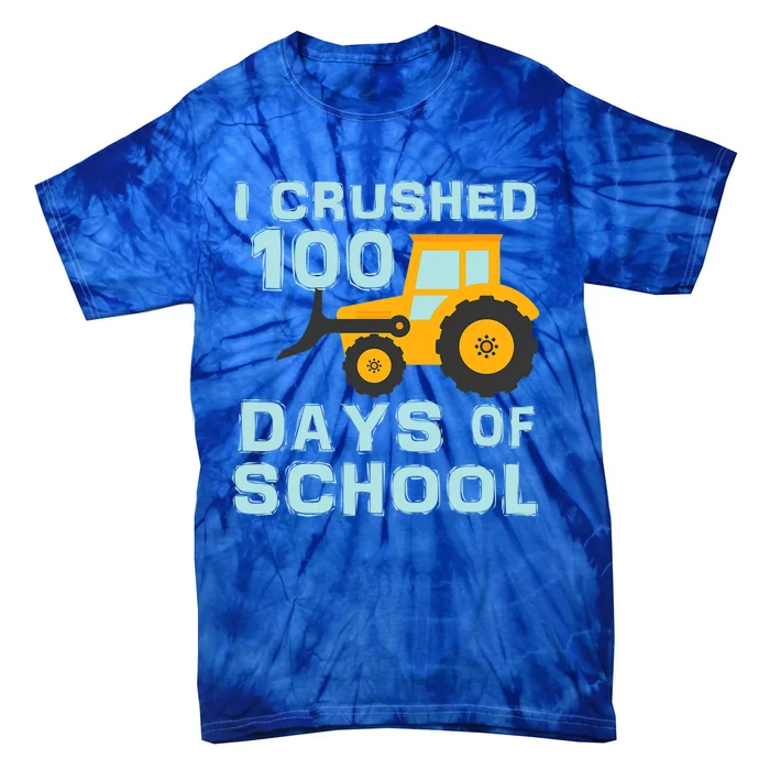 I Crushed 100 Days Of School Tractor Truck Lover Gift Tie-Dye T-Shirt