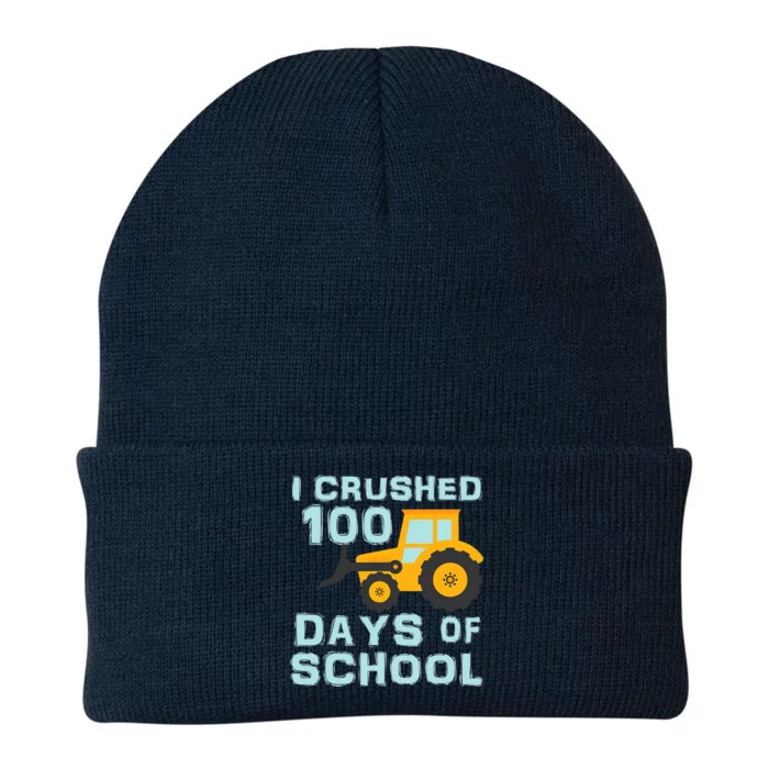 I Crushed 100 Days Of School Tractor Truck Lover Gift Knit Cap Winter Beanie